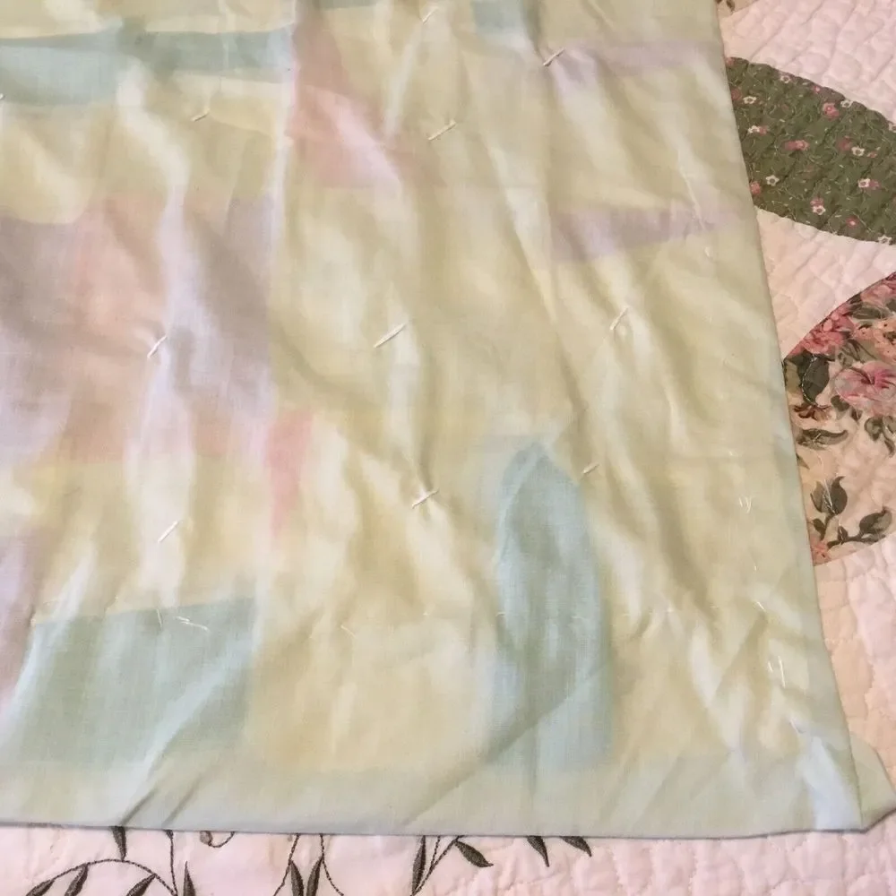 Vintage Hand Sewed Baby Patchwork Quilt‎ 70s White tacked Yellow Orange 60x39